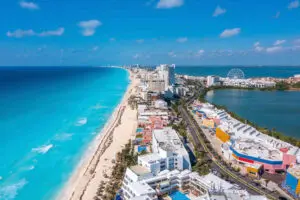 Aerial view of Cancun