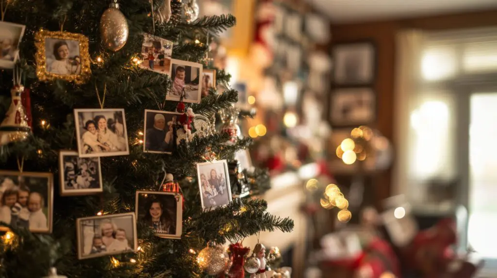 Christmas Tree decorated with family photos