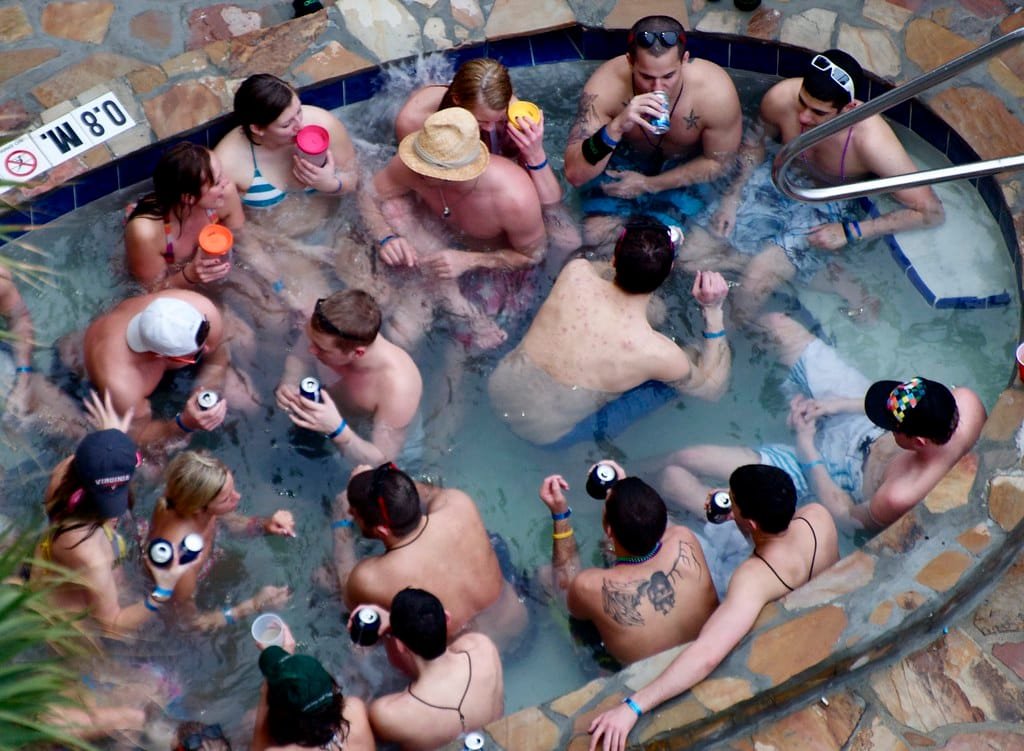 too many people in a hot tub