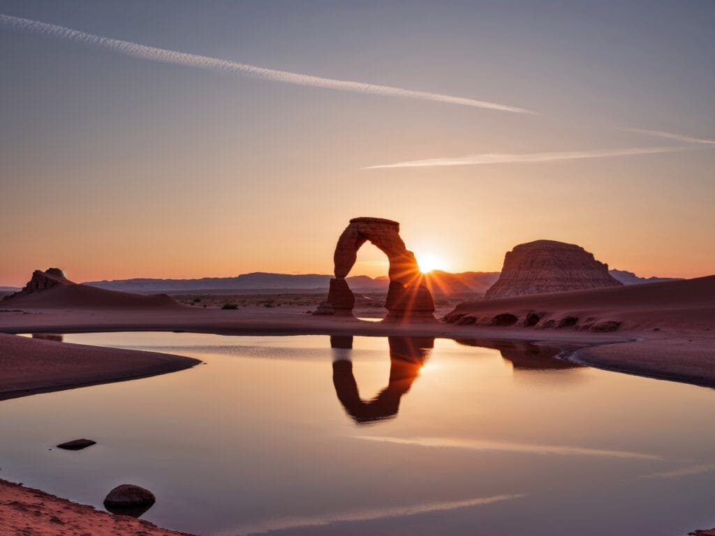 a rock arch in the desert